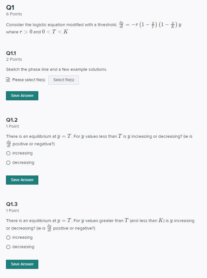 Solved Consider the logistic equation modified with a | Chegg.com