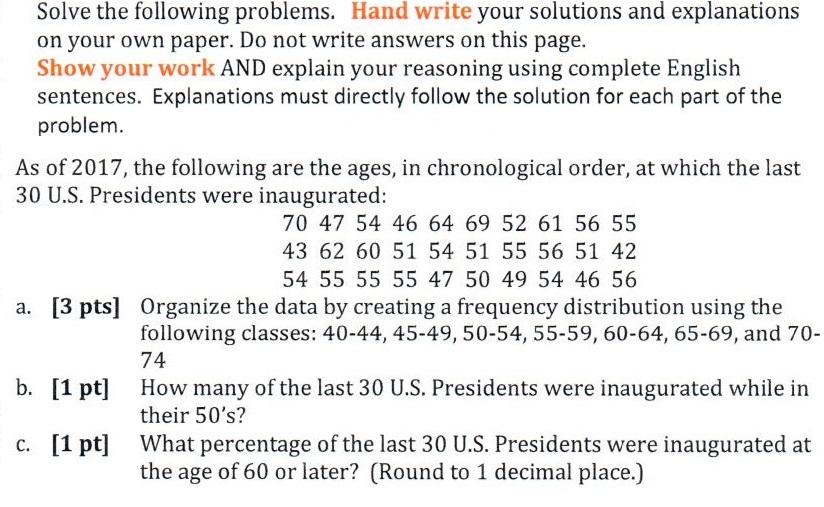 Solved Solve the following problems. Hand write your | Chegg.com