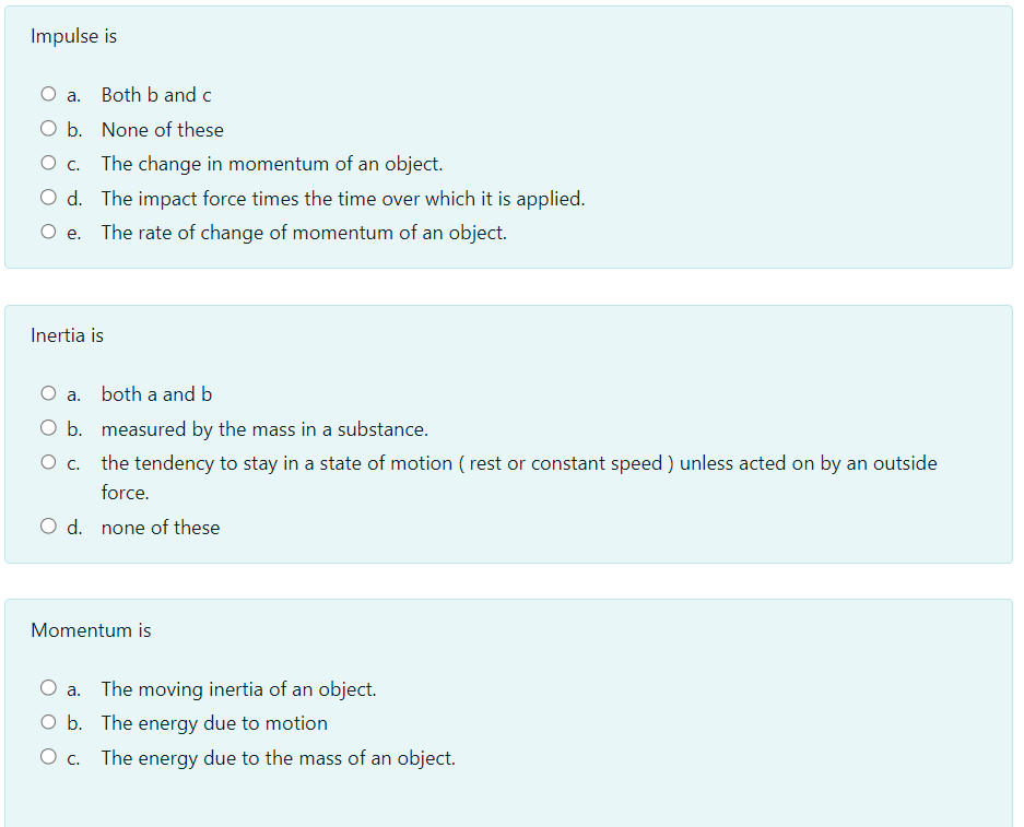 Solved Impulse Is A. Both B And C B. None Of These C. The | Chegg.com