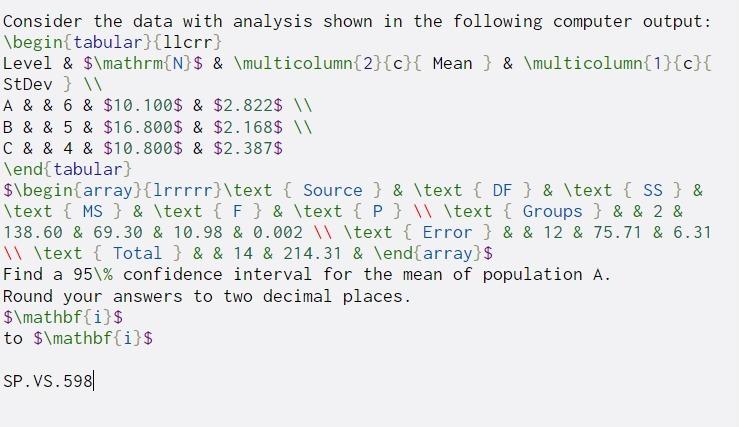 Solved Consider The Data With Analysis Shown In The | Chegg.com