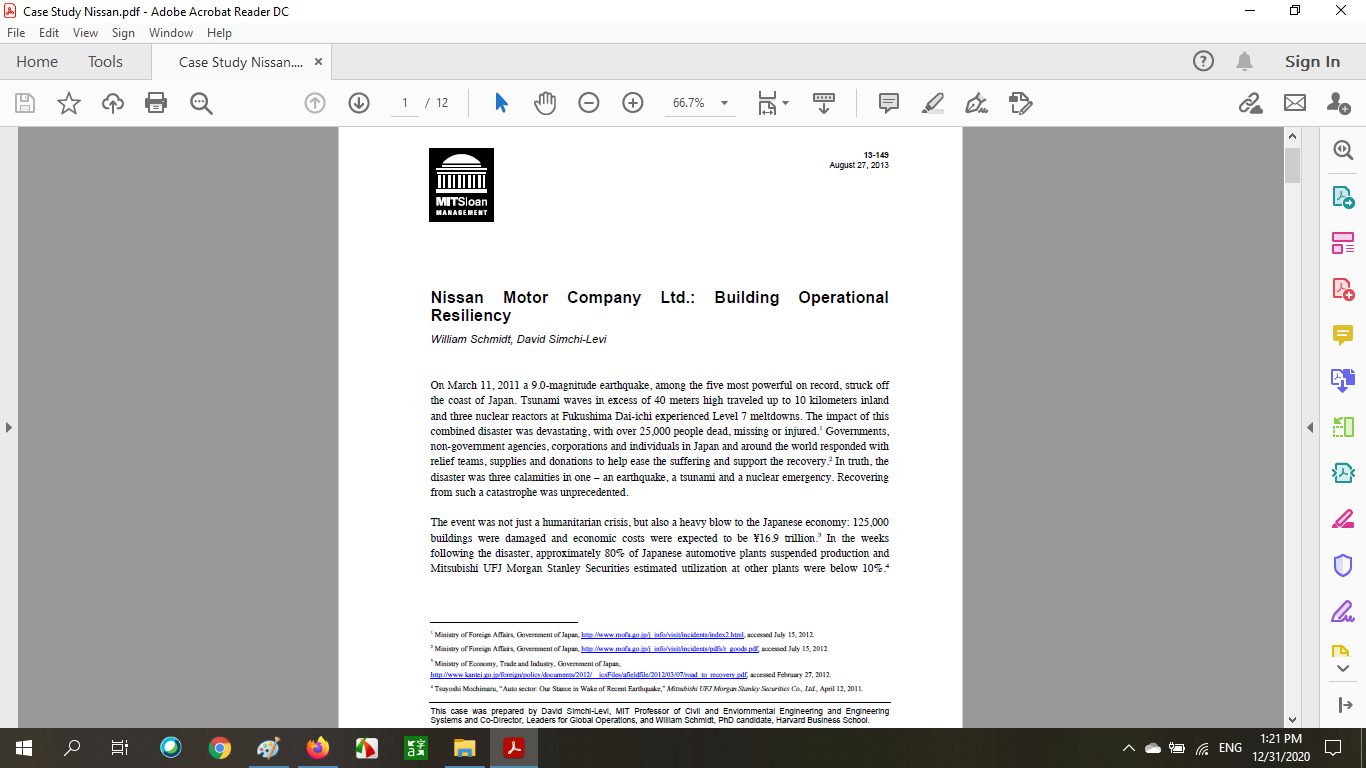 Solved H A Case Study Nissan Pdf Adobe Acrobat Reader Dc Chegg Com