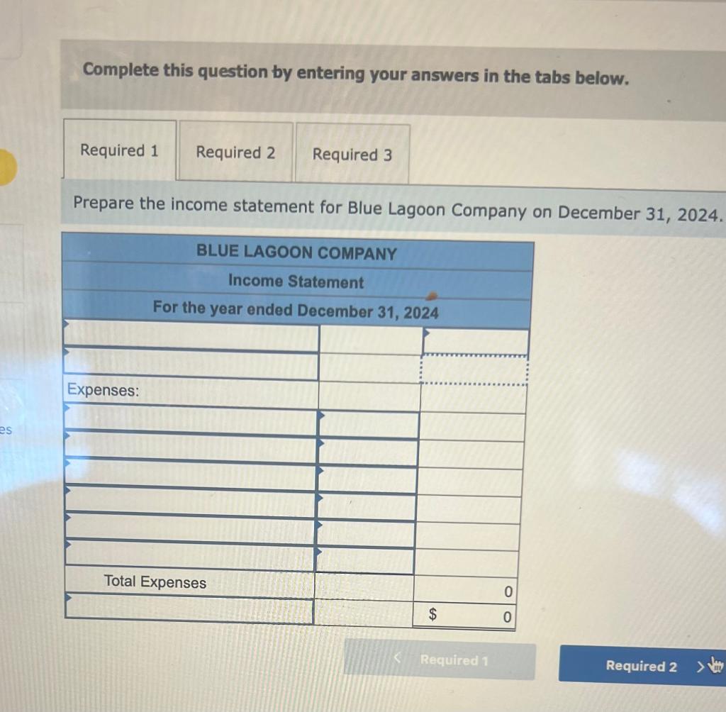 Solved Blue Lagoon Company provides the following