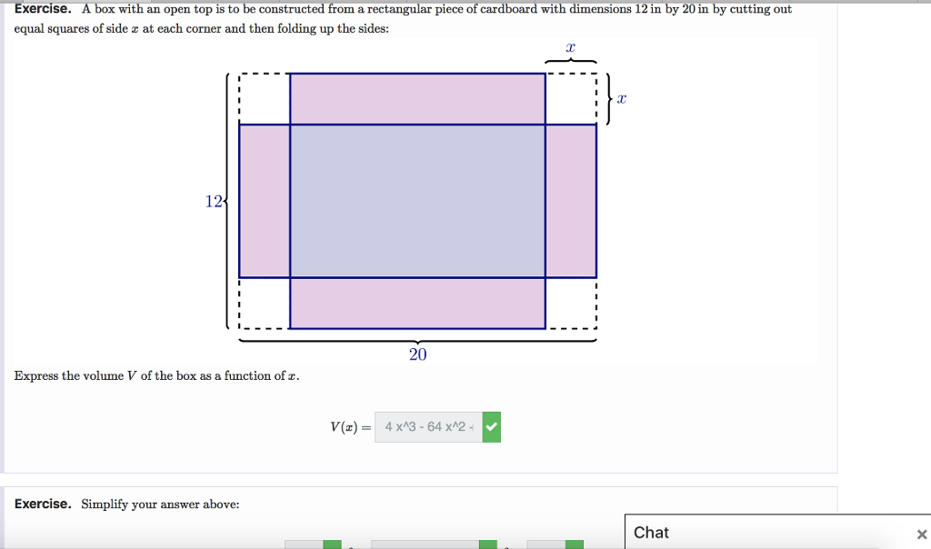 Solved Exercise. A box with an open top is to be constructed