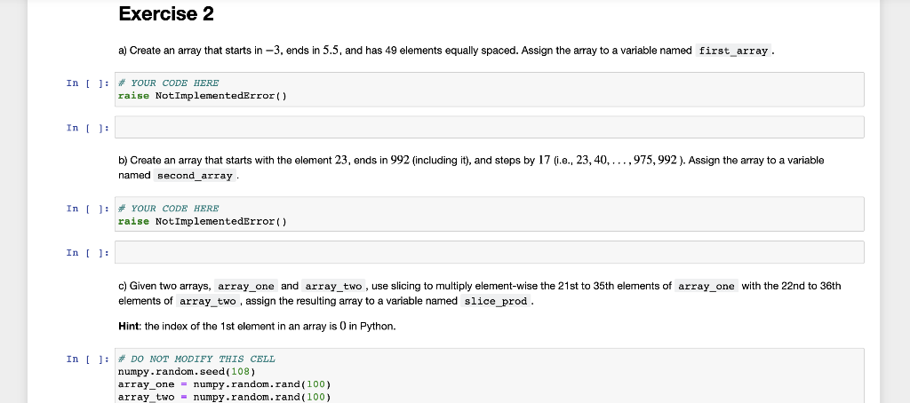 Solved Python programming a) Create an array that starts in | Chegg.com