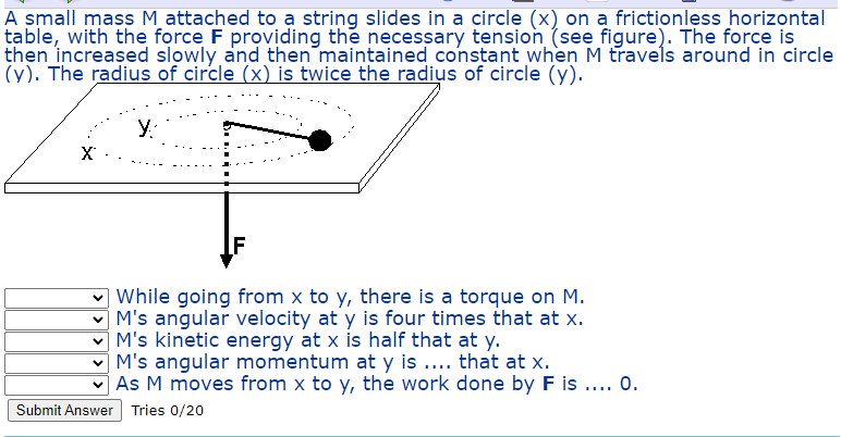 Solved A small mass M attached to a string slides in a | Chegg.com