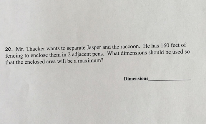 Solved 20. Mr. Thacker wants to separate Jasper and the | Chegg.com