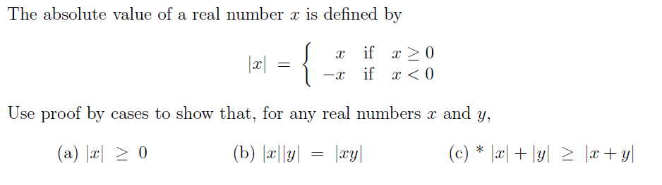 Solved The absolute value of a real number x is defined by . | Chegg.com