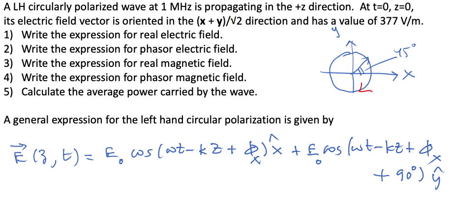 Solved A LH circularly polarized wave at 1 MHz is | Chegg.com
