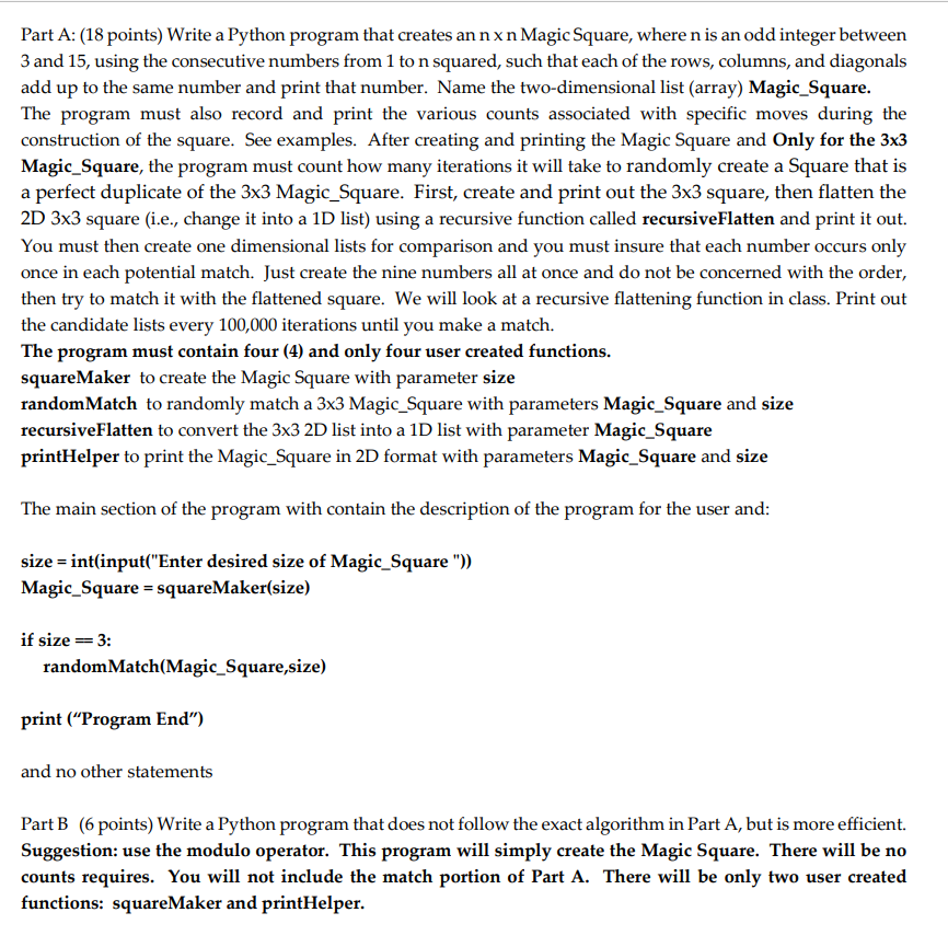 Solved Part A: (18 points) Write a Python program that | Chegg.com