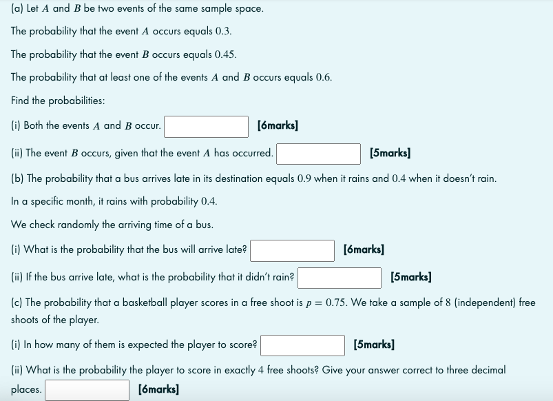 Solved (a) Let A And B Be Two Events Of The Same Sample | Chegg.com