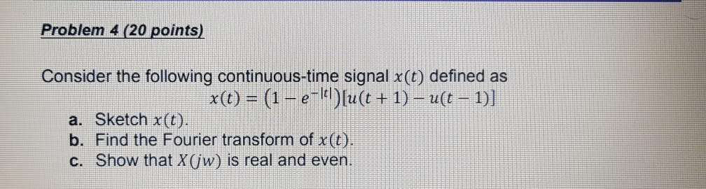 Solved Problem 4 (20 points Consider the following | Chegg.com