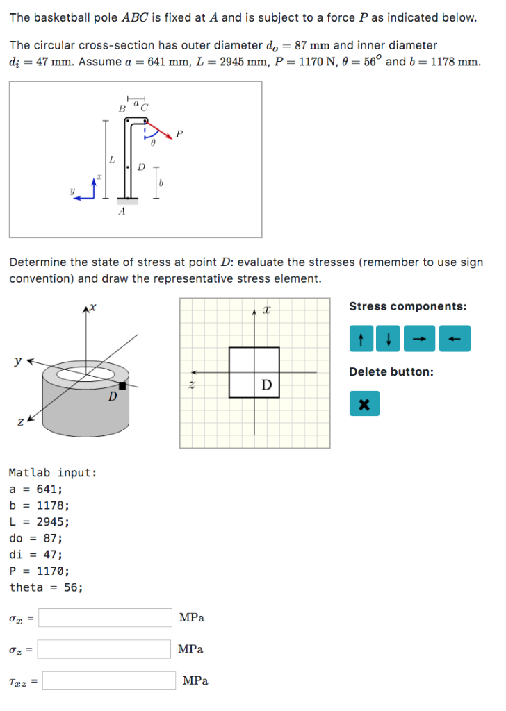 Solved The basketball pole ABC is fixed at A and is subject