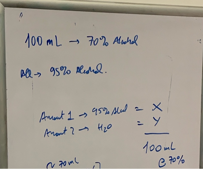 Solved So I need to dilute 95 of alcohol to 100 ml of 70