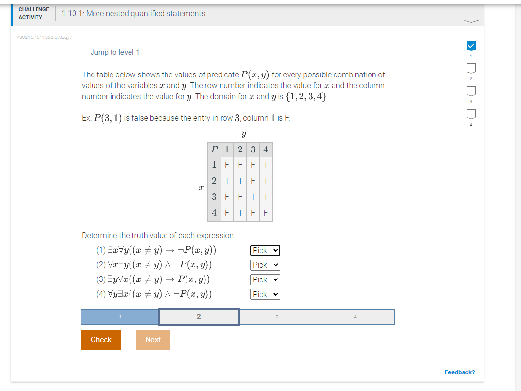 Solved the table below shows the values of predicate p x y chegg