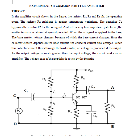 common emitter amplifier lab experiment