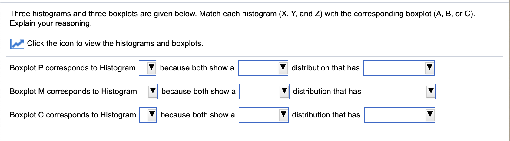 Solved X Х Histograms and Boxplots P- МН 12 CH 2 4 6 8 10 12 | Chegg.com