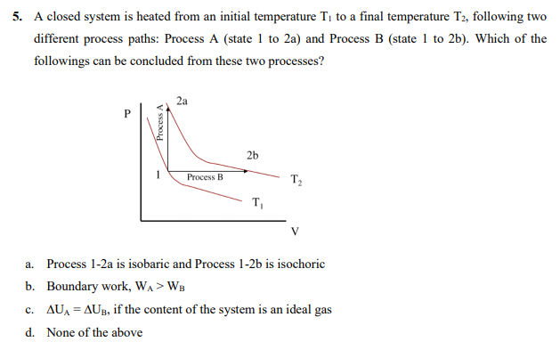 Solved 5. A closed system is heated from an initial | Chegg.com