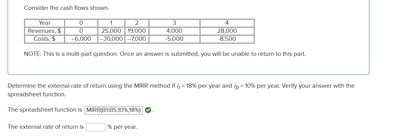 Solved Consider the cash flows shown. NOTE: This is a | Chegg.com