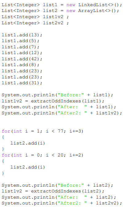 Solved Write a method called extractOddIndexes that | Chegg.com
