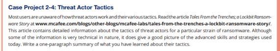 Solved Case Project 2-4: Threat Actor Tactics Most users are | Chegg.com
