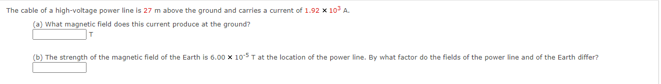 Solved The cable of a high-voltage power line is 27 m above | Chegg.com