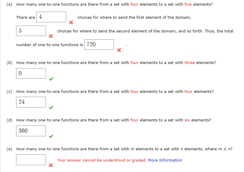 Solved (a) How many one-to-one functions are there from a | Chegg.com
