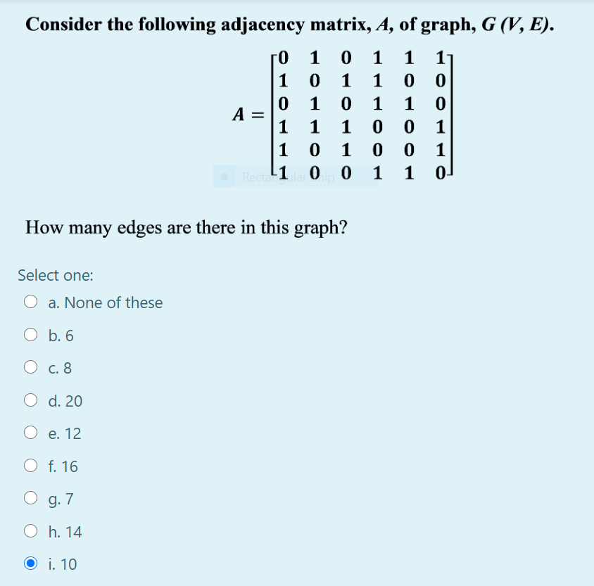 Solved Consider The Following Adjacency Matrix A Of Gra Chegg Com