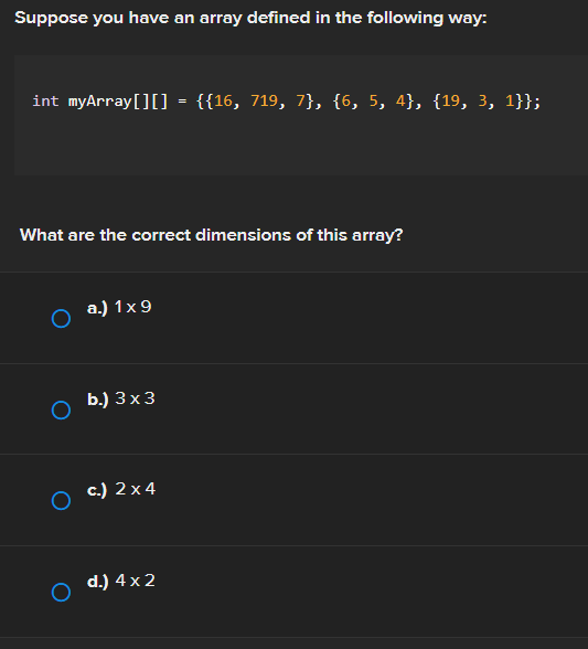 Solved B.) 3×3 C.) 2×4 D.) 4×2 | Chegg.com