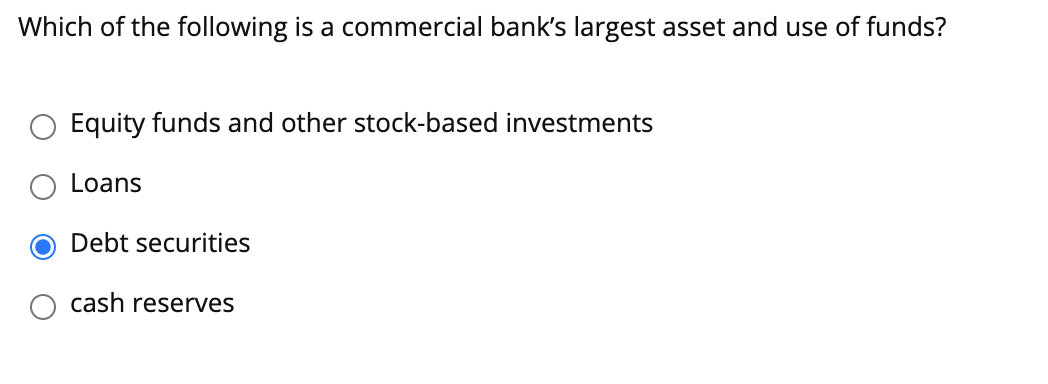 Solved Which Of The Following Is A Commercial Bank's Largest 