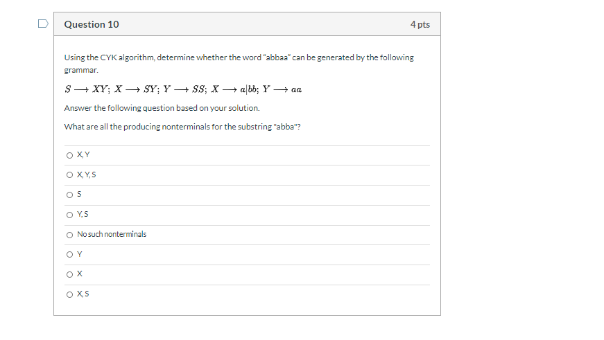 Solved Question 8 5 Pts Using The Cyk Algorithm Determine 2702