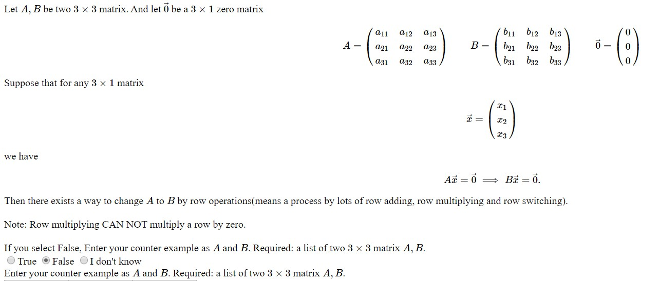 Solved Let A, B Be Two 3 X 3 Matrix. And Let O Be A 3 X 1 | Chegg.com