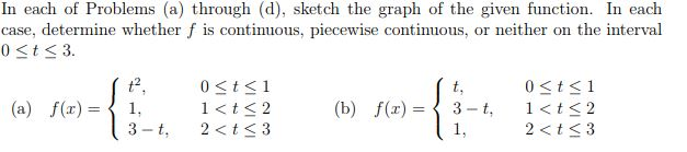 Solved In each of Problems (a) through (d, sketch the graph | Chegg.com
