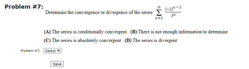 Solved Problem \#7: Determine the convergence or divergence | Chegg.com
