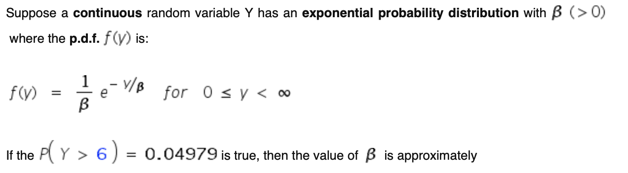 Solved Suppose A Continuous Random Variable Y Has An Expo Chegg Com