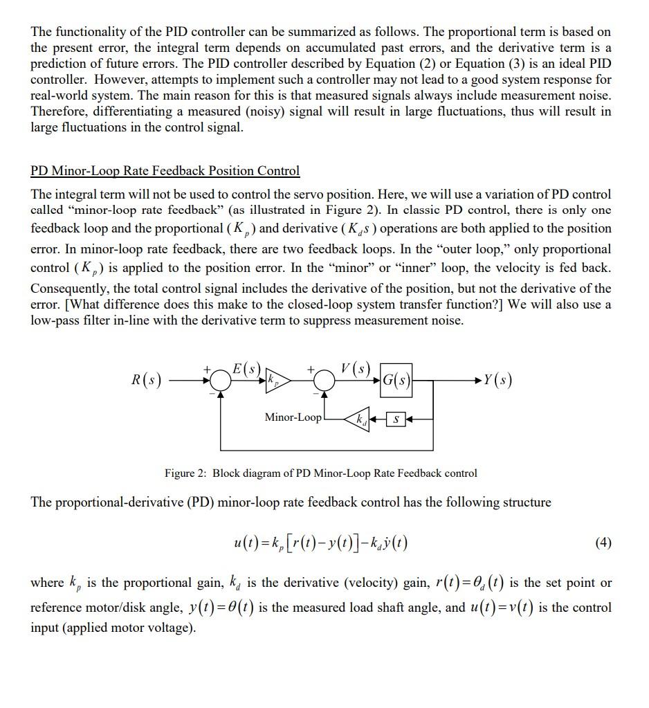 Solved PD Control Lab Background Servo Motor Model The | Chegg.com