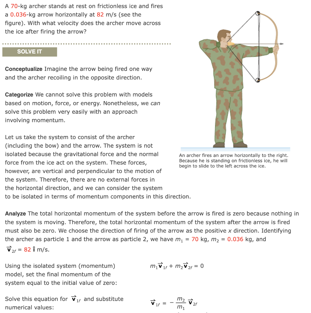 Solved A 70−kg Archer Stands At Rest On Frictionless Ice And | Chegg.com