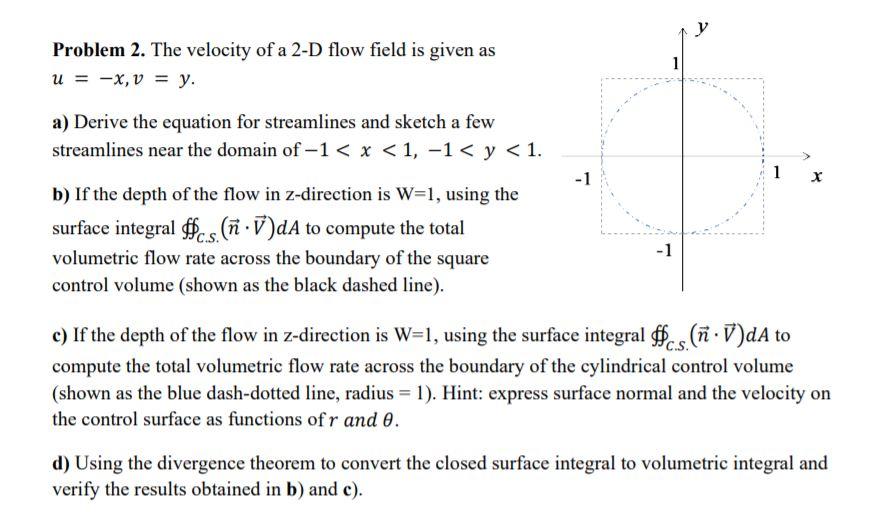 Solved Problem 2. The velocity of a 2-D flow field is given | Chegg.com