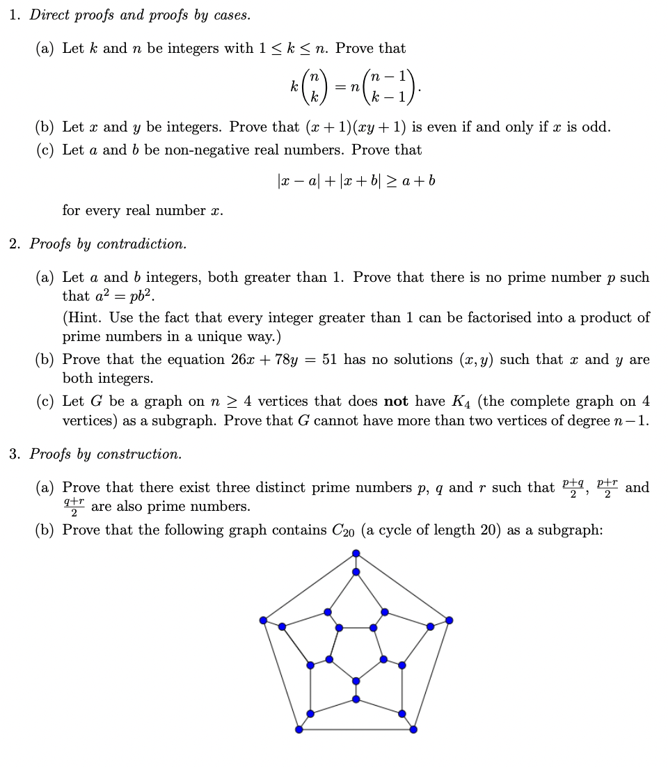 Solved (a) Let K And N Be Integers With 1≤k≤n. Prove That | Chegg.com