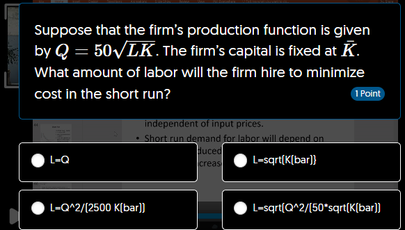 Solved Suppose that the firm's production function is given | Chegg.com