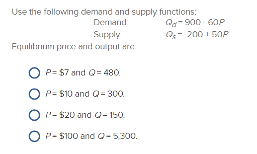 Solved Use the following demand and supply functions Qd | Chegg.com
