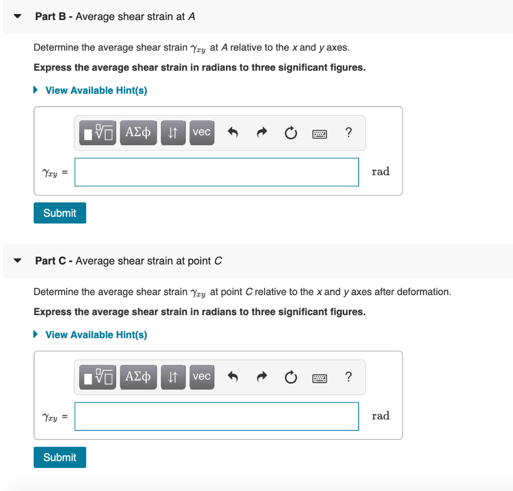 Solved Learning Goal: To determine the average normal strain | Chegg.com