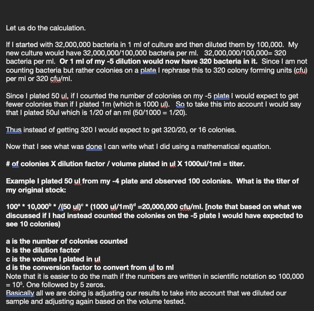 please do the titer calculation. the lab is titration