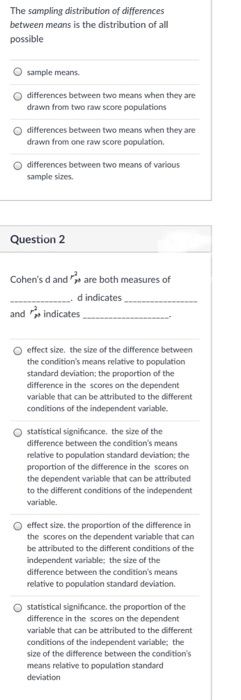 Solved The sampling distribution of differences between | Chegg.com