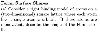 Fermi Surface Shapes (a) Consider a tight binding | Chegg.com
