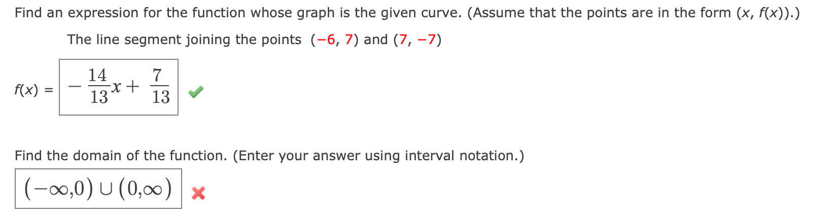 Find an expression for the function whose graph is the given curve. (Assume that the points are in the form \( (x, f(x)) \).)
