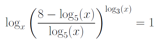 log _ 5 left x right )= 3