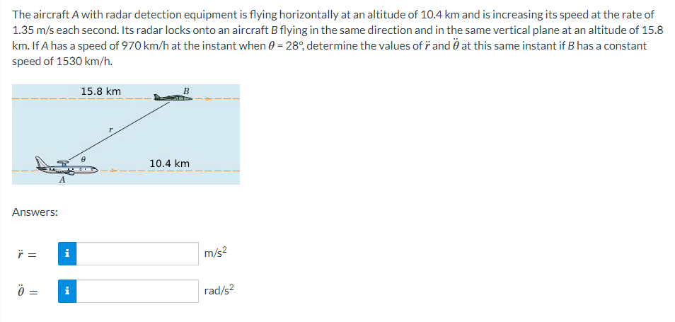 Solved The Aircraft A With Radar Detection Equipment Is | Chegg.com