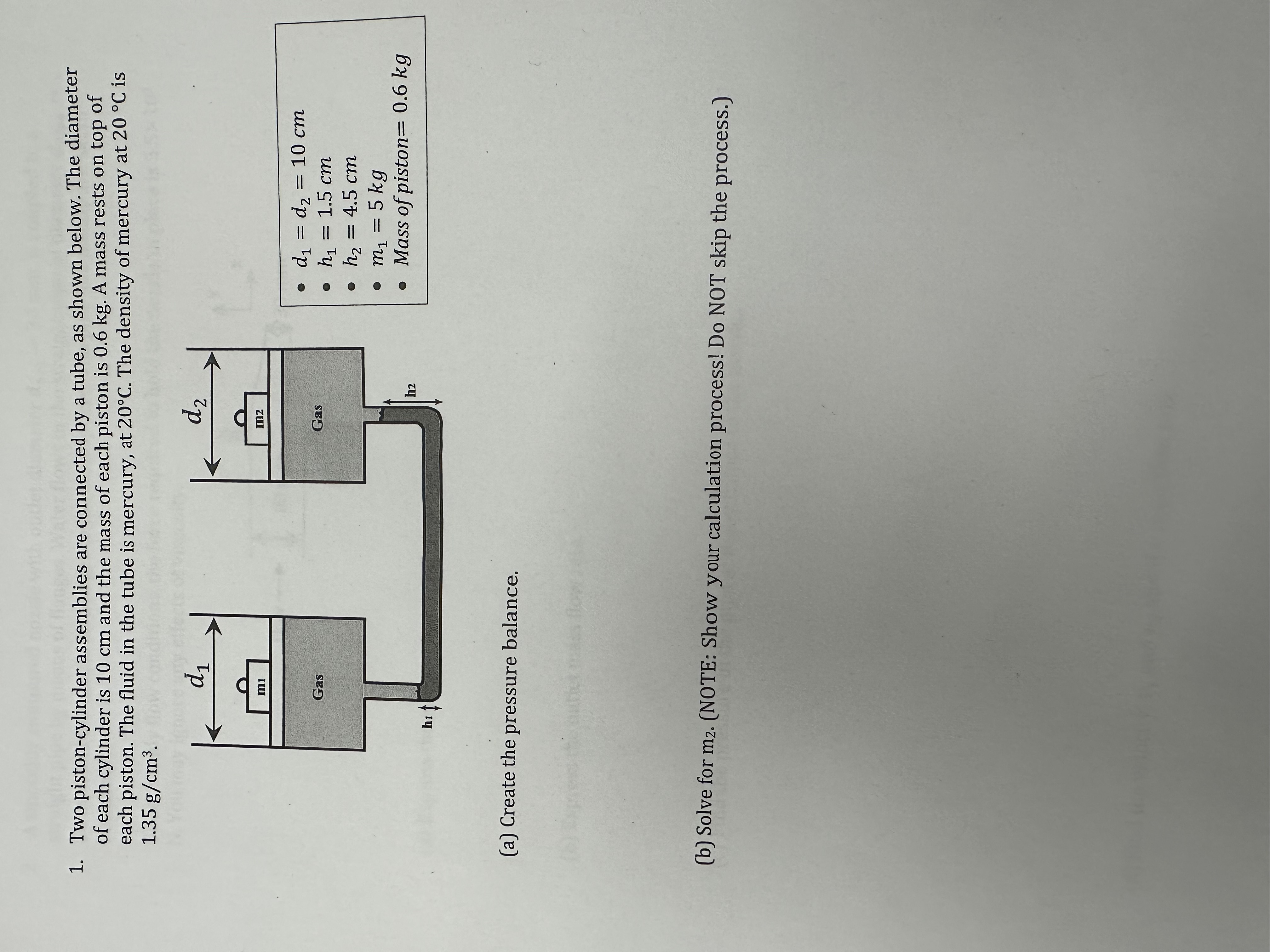 Solved 1. Two Piston-cylinder Assemblies Are Connected By A 