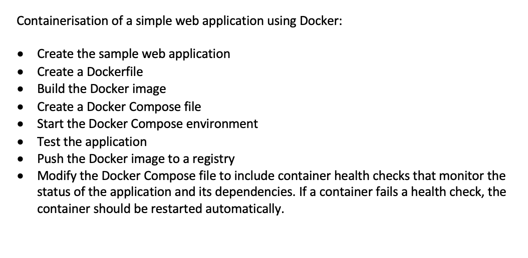 Solved Containerisation of a simple web application using | Chegg.com