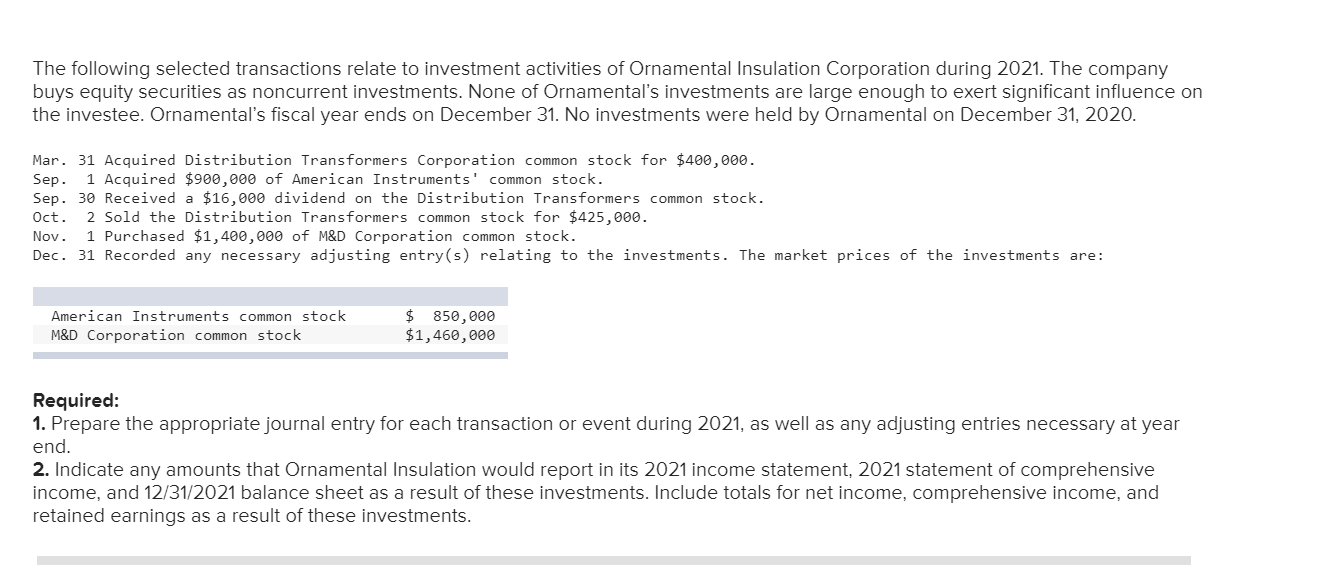 Solved The following selected transactions relate to